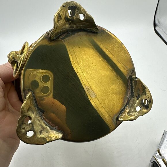 Small Brass Planter Pot Jardiniere Container Footed Lion 5.5” - Picture 10 of 13